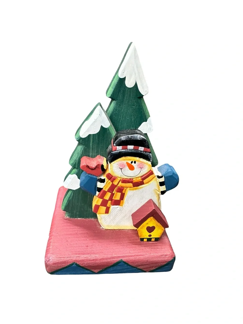 Vintage Snowman Glass Candy Jar Hand Painted Christmas Cookie Canister Holiday
